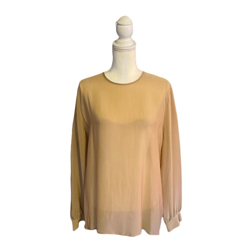 Giorgio Armani Tan Long Sleeve Button Back Blouse 12